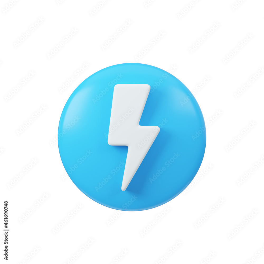 Thunder sign digital render. Interface button isolated on white. Thunder sign digital render. Interface button isolated on white.