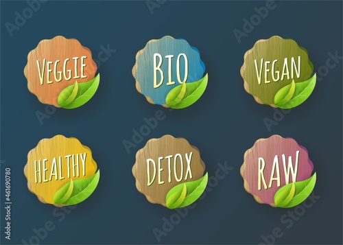 Bio Food Lable Set. Vector Illustration Collection