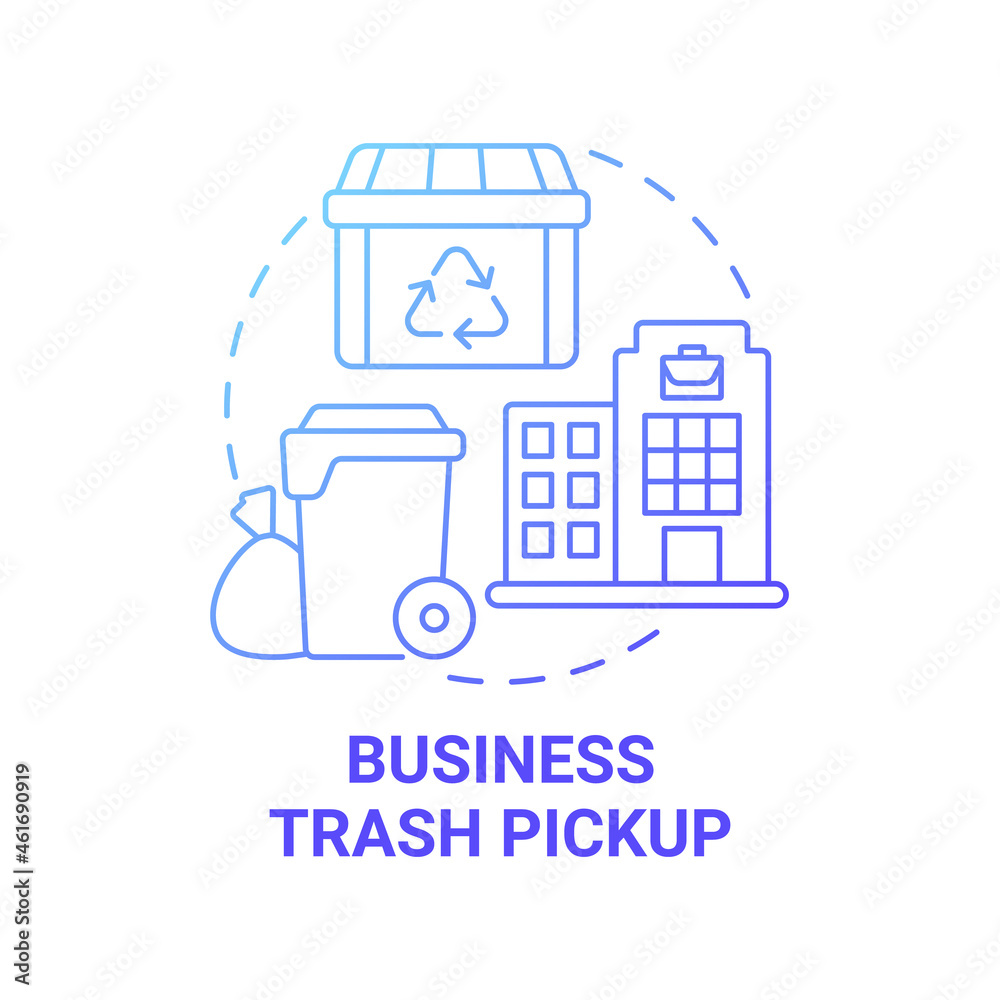 Business trash pickup blue gradient concept icon. Waste management abstract idea thin line illustration. Commercial rubbish collection and disposal. Vector isolated outline color drawing
