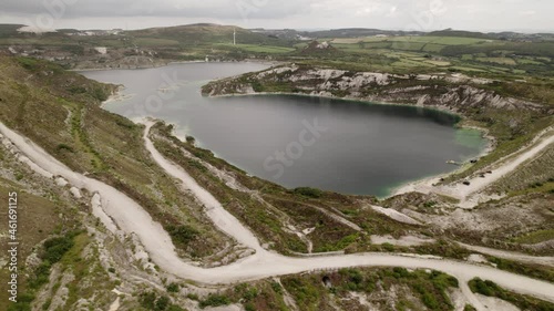 Disused China Clay Open-Pit Mine Lake St Austell Cornwall Aerial View photo