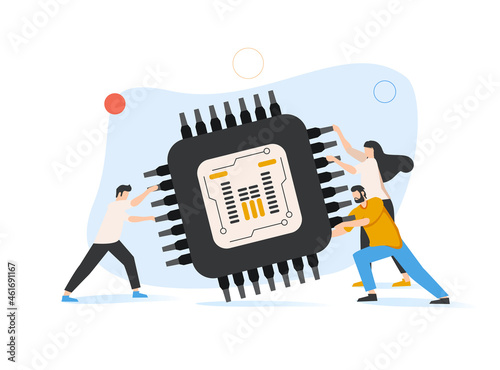 Semiconductor and computer chip supply chain shortage due to Coronavirus COVID-19 pandemic, electronics manufacturing.