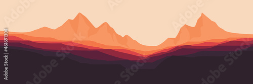 mountain sunrise morning landscape vector illustration design for wallpaper design  design template  background template  and tourism design template 
