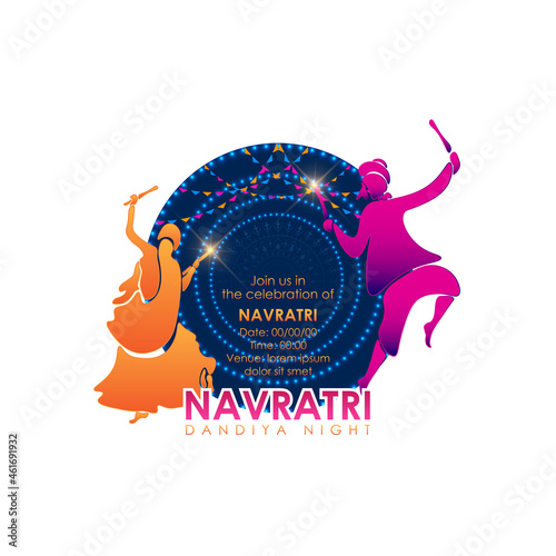 DANDIYA NIGHT CELEBRATION ON NAVRATRI. VECTOR