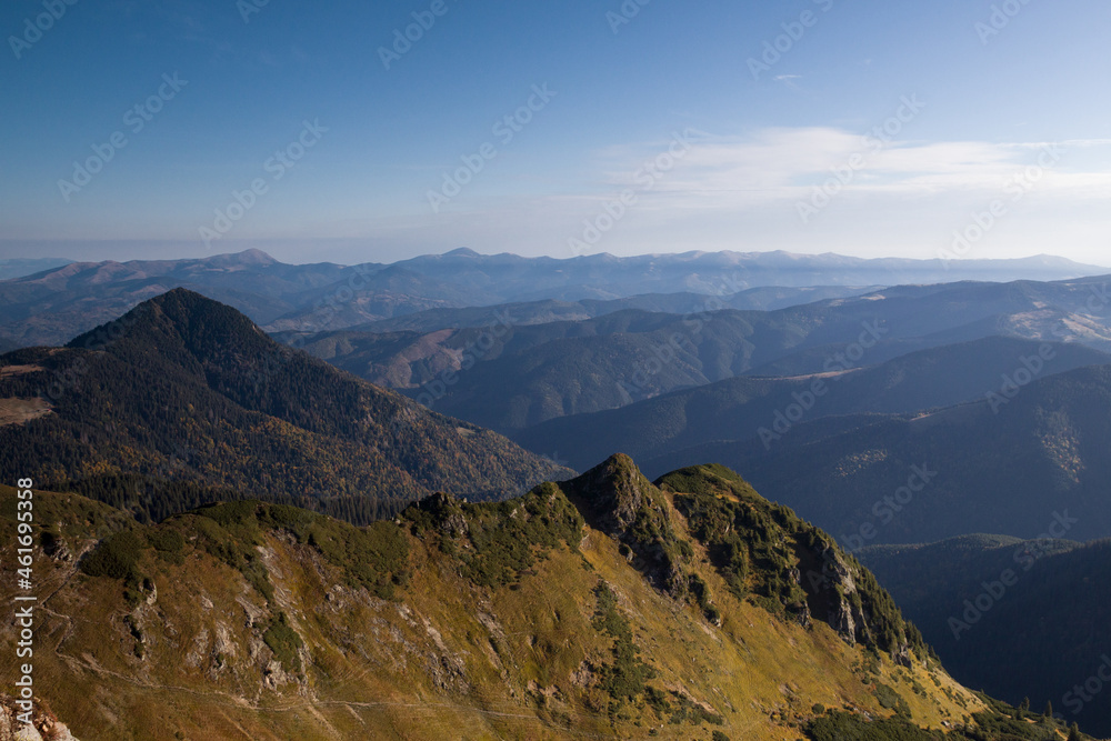 mountain range in autumn on a sunny day mountain range in autumn on a sunny day