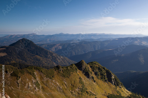 mountain range in autumn on a sunny day