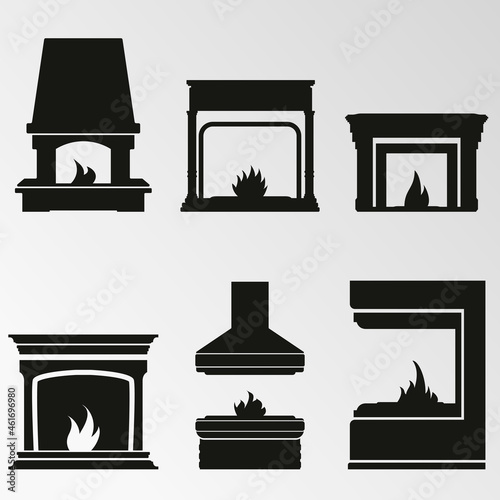 Vector illustration on the theme fireplaces