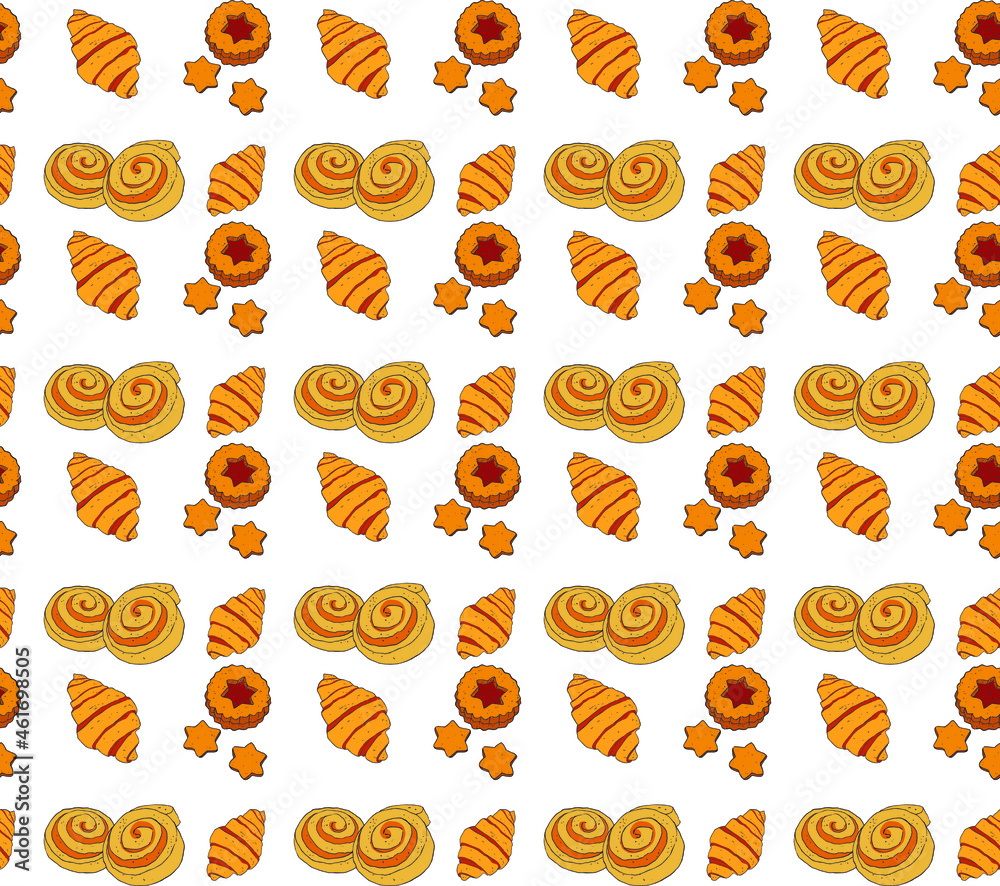 Fototapeta premium pattern with pastries and spices