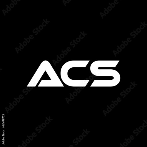 ACS letter logo design with black background in illustrator, vector logo modern alphabet font overlap style. calligraphy designs for logo, Poster, Invitation, etc. photo