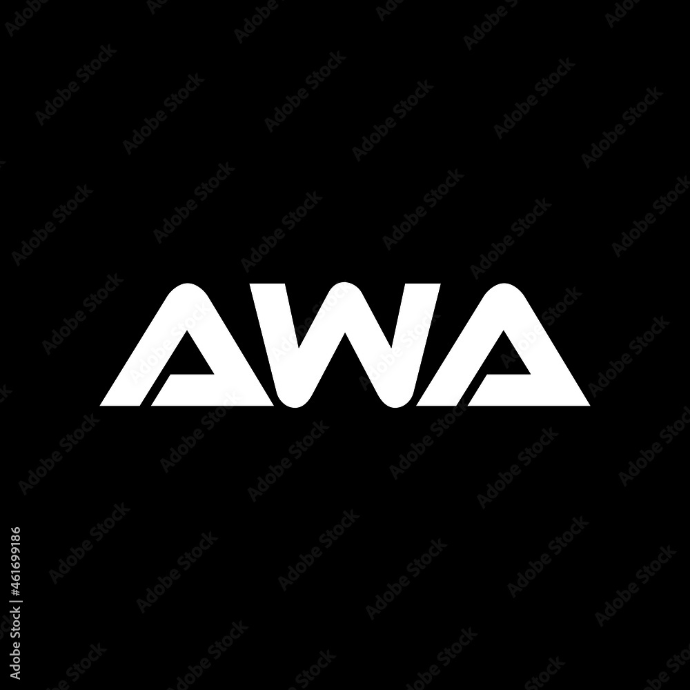 AWA letter logo design with black background in illustrator, vector logo modern alphabet font overlap style. calligraphy designs for logo, Poster, Invitation, etc. - obrazy, fototapety, plakaty 
