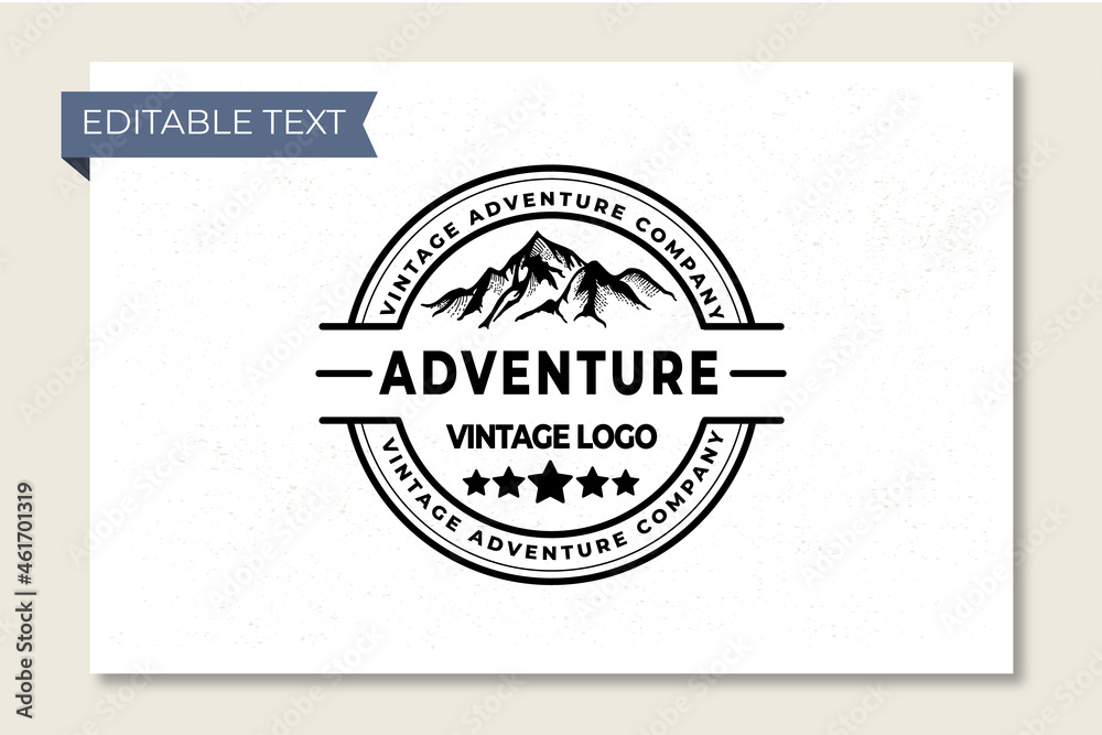Obraz premium Vintage Logo Adventure Company. a design or emblem commonly used by commercial enterprises