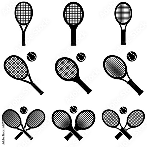 Tennis racket icon, stock vector, tennis logo isolated on white background