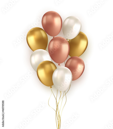 Vector realistic gold red black balloon on transparent background