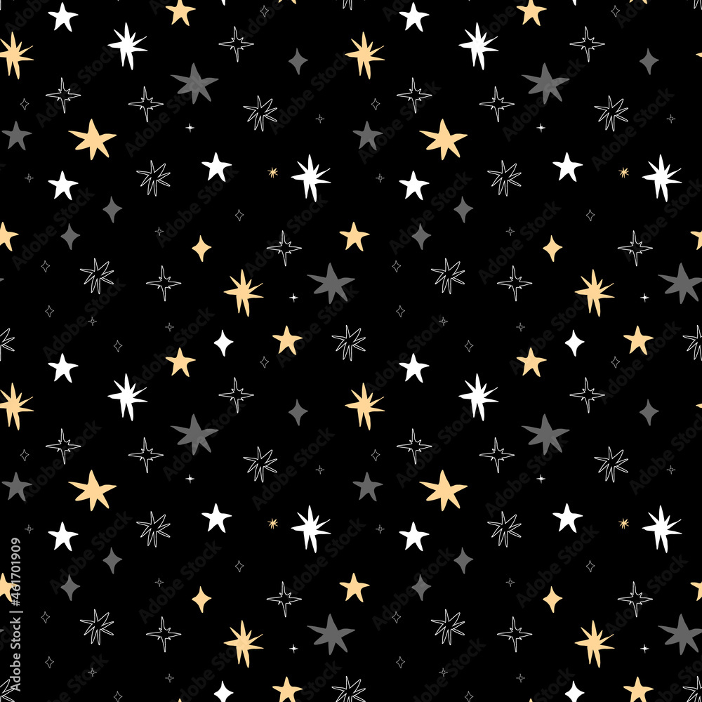 hand draw stars pattern on black background hand draw stars pattern on black background