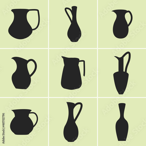 Vector illustrations on the theme decanters, pitchers