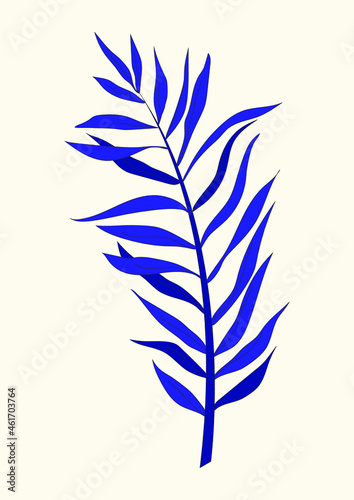 Palm tree leaves on a branch trendy vector illustration. Gum tree foliage natural leaf designer art. Tropical elements set bundle hand drawn in flat minimalist style. Exotic decorative drawing.