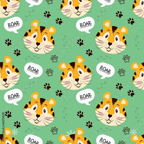 Seamless pattern with a cute tiger.