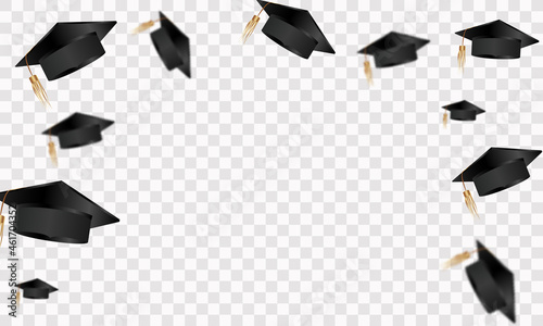 Congratulations graduation. Class of 2022. Graduation cap and confetti and balloons. Congratulatory banner. Academy of Education School of Learning.