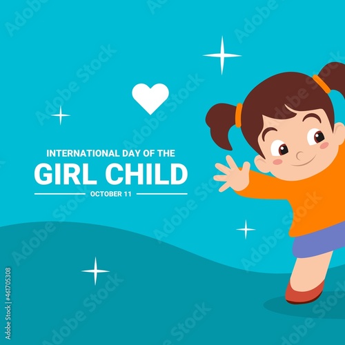 Vector illustration, cute and adorable little girl, as a banner or poster, International Day of the Girl Child.