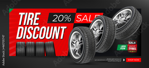 Wheel sale. Black Friday. Advertising poster, brochure, billboard, booklet. Realistic vector car tyre . Seasonal sale of wheels. Web page design of car service.