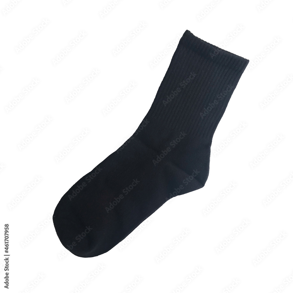 Socks isolated on white. Black sock on white background. Socks isolated on white. Black sock on white background.