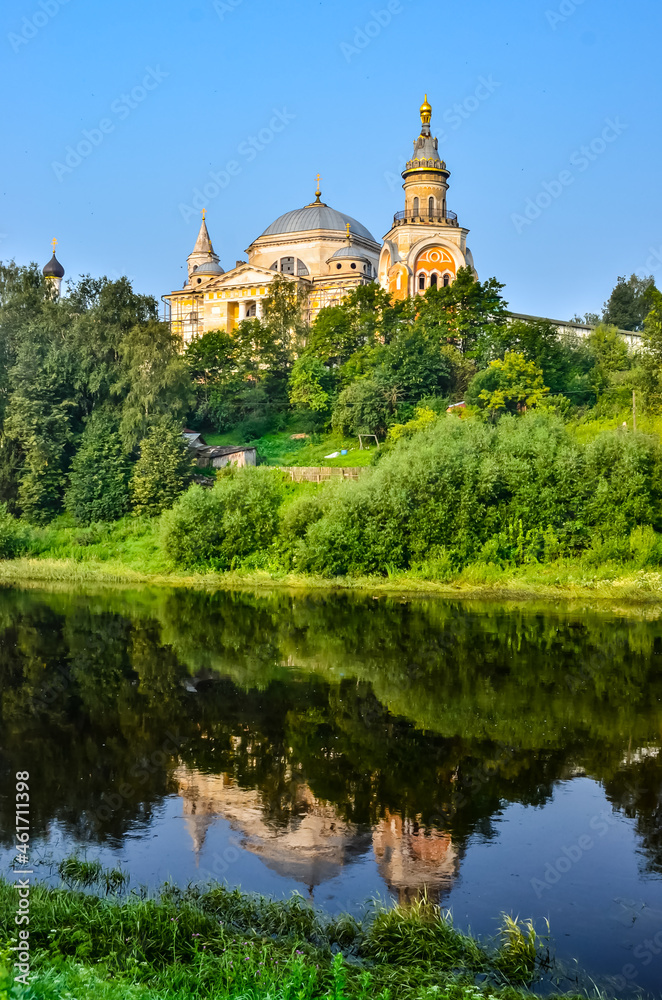 Orthodox monastery on the steep bank of the river