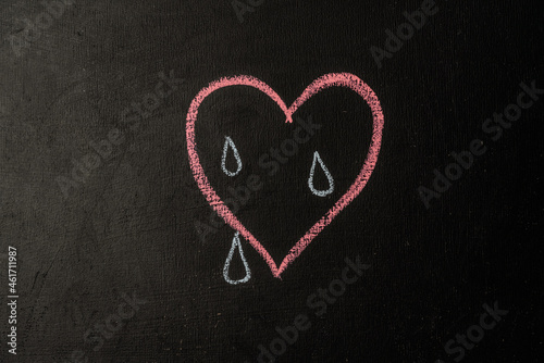 crying heart painted on chalk board