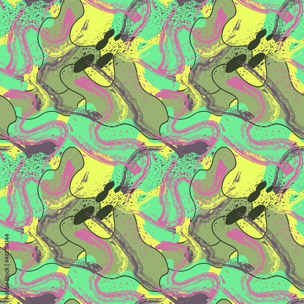 Abstract seamless pattern with grunge wave elements. Psychedelic artwork Abstract seamless pattern with grunge wave elements. Psychedelic artwork