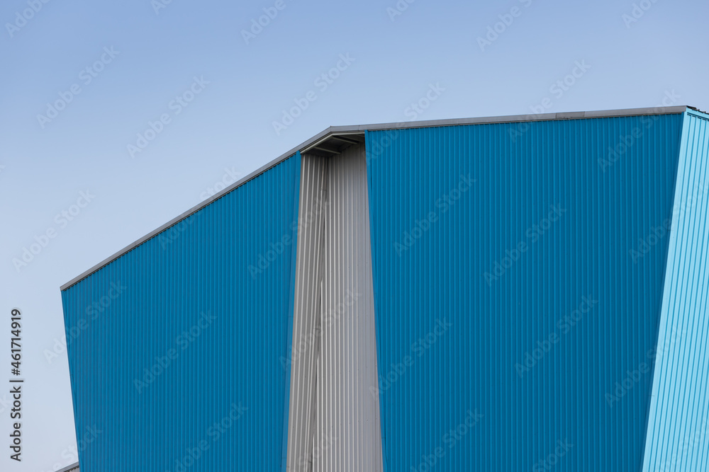 metal factory roof with blue sky. metal factory roof with blue sky.