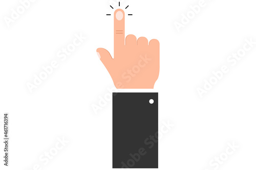 Clicking hand. Tap symbol. Click sign in flat