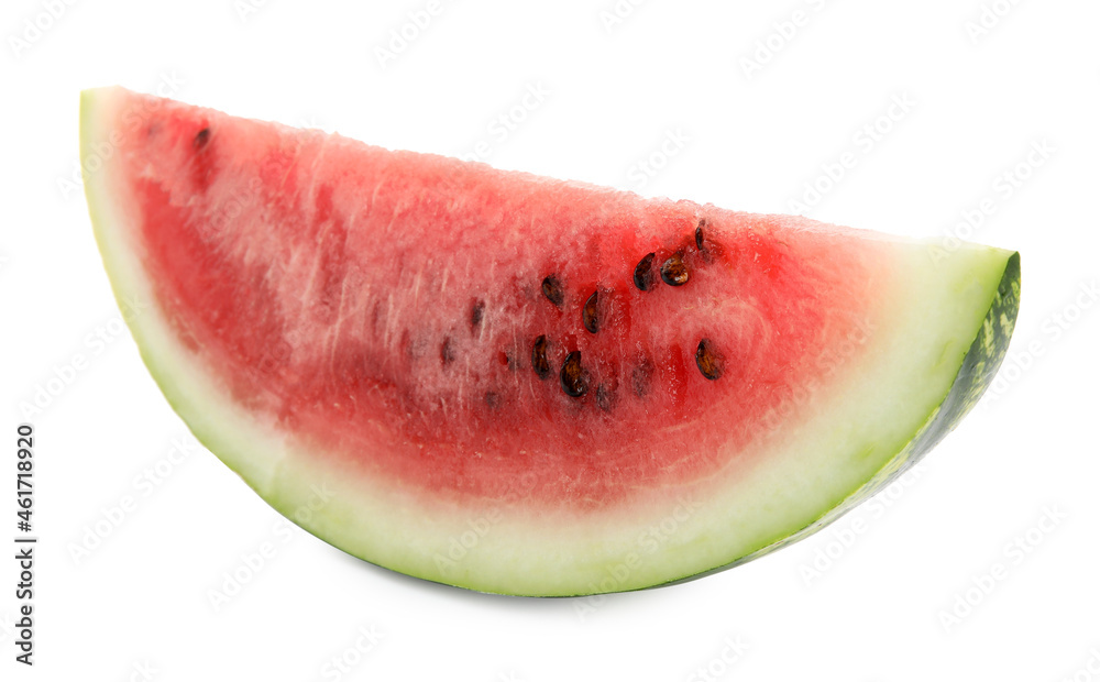 Slice of delicious ripe watermelon isolated on white