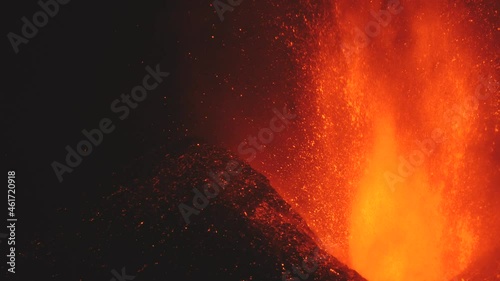 volcanic eruption in Cumbre vieja on September 19, 2021. El Paso. La Palma. Canary Islands. Spain. close up