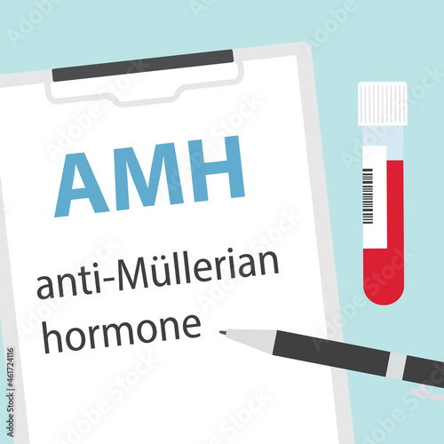 AMH Anti-Müllerian hormone blood test sample - vector illustration photo