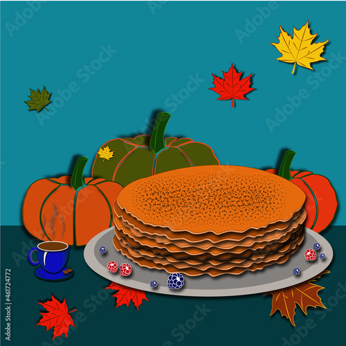 drawings dedicated to the theme of autumn, the first coolness and home warmth