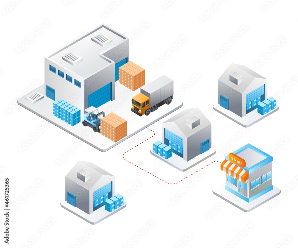 Delivery truck from warehouse to shop