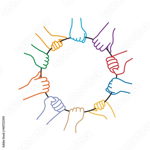 Diverse young people hands holding rope.