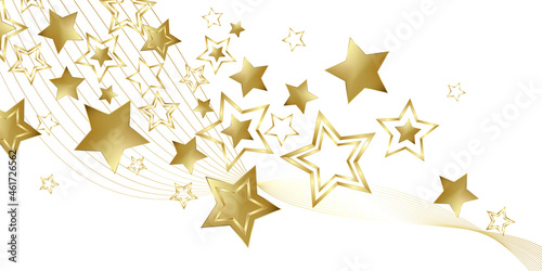 Gold stars on a white background banner - Christmas and Happy New Year design