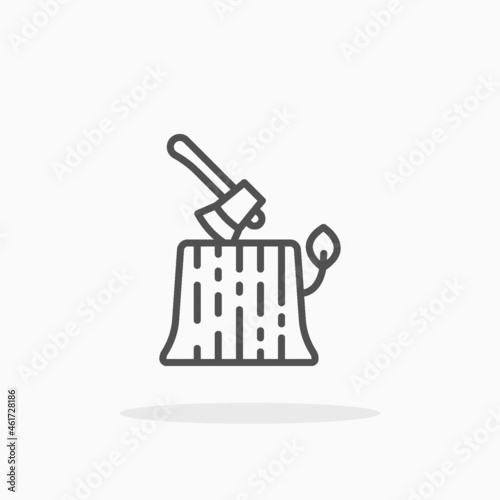 Axe Log icon. Editable Stroke and pixel perfect. Outline style. Vector illustration.