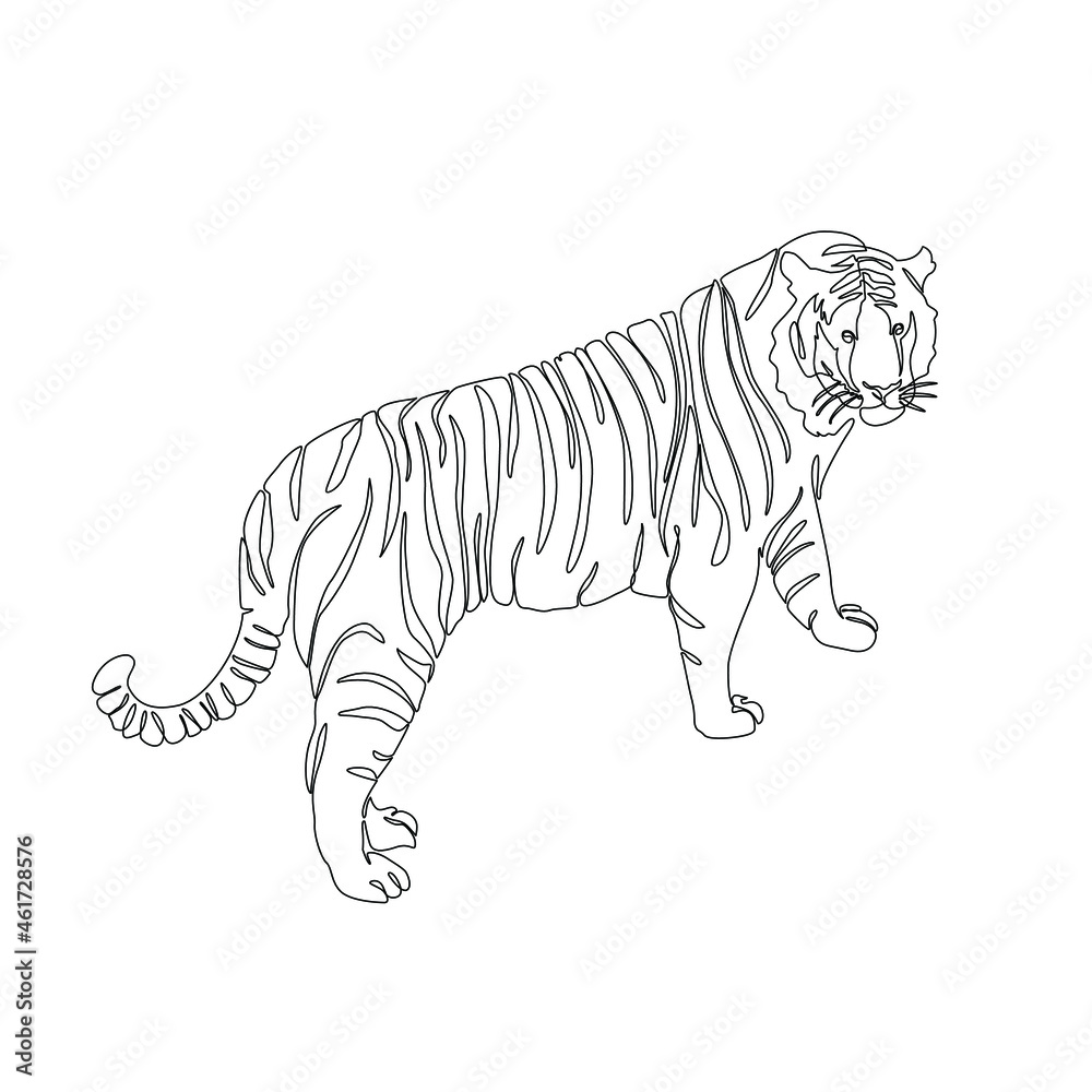 The tiger is a symbol of 2022. Vector illustration made in one line. Suitable for the design of greeting cards for the new year, websites and typography on the theme of the holiday and animals The tiger is a symbol of 2022. Vector illustration made in one line. Suitable for the design of greeting cards for the new year, websites and typography on the theme of the holiday and animals
