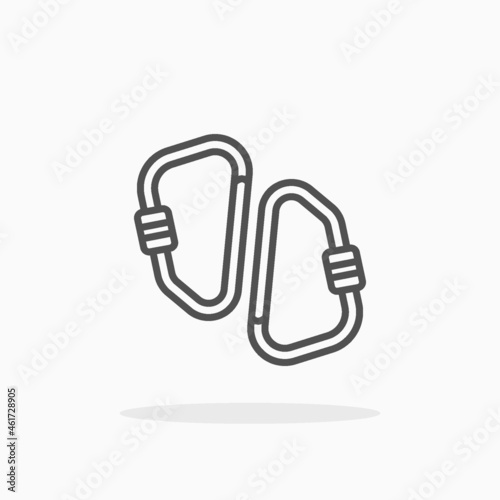 Carabiner icon. Editable Stroke and pixel perfect. Outline style. Vector illustration.