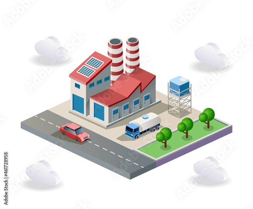 Water company factories and reservoirs