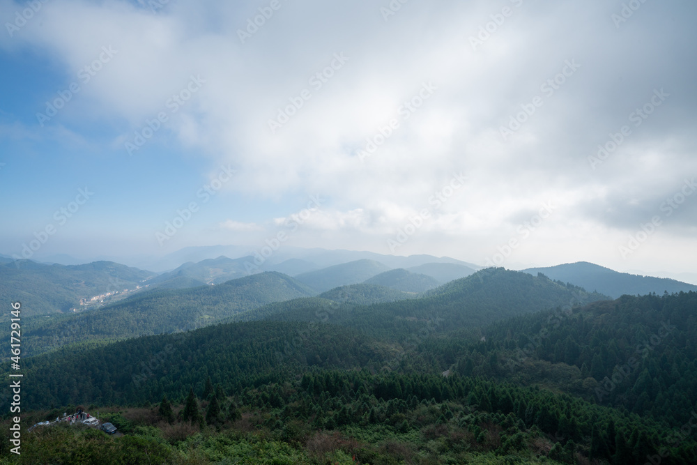 Panoramic view on the top of the mountain