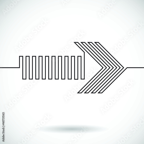 One Line Design . Vector Arrow Background.Abstract Geometrical illustration. Continuous line arrow.