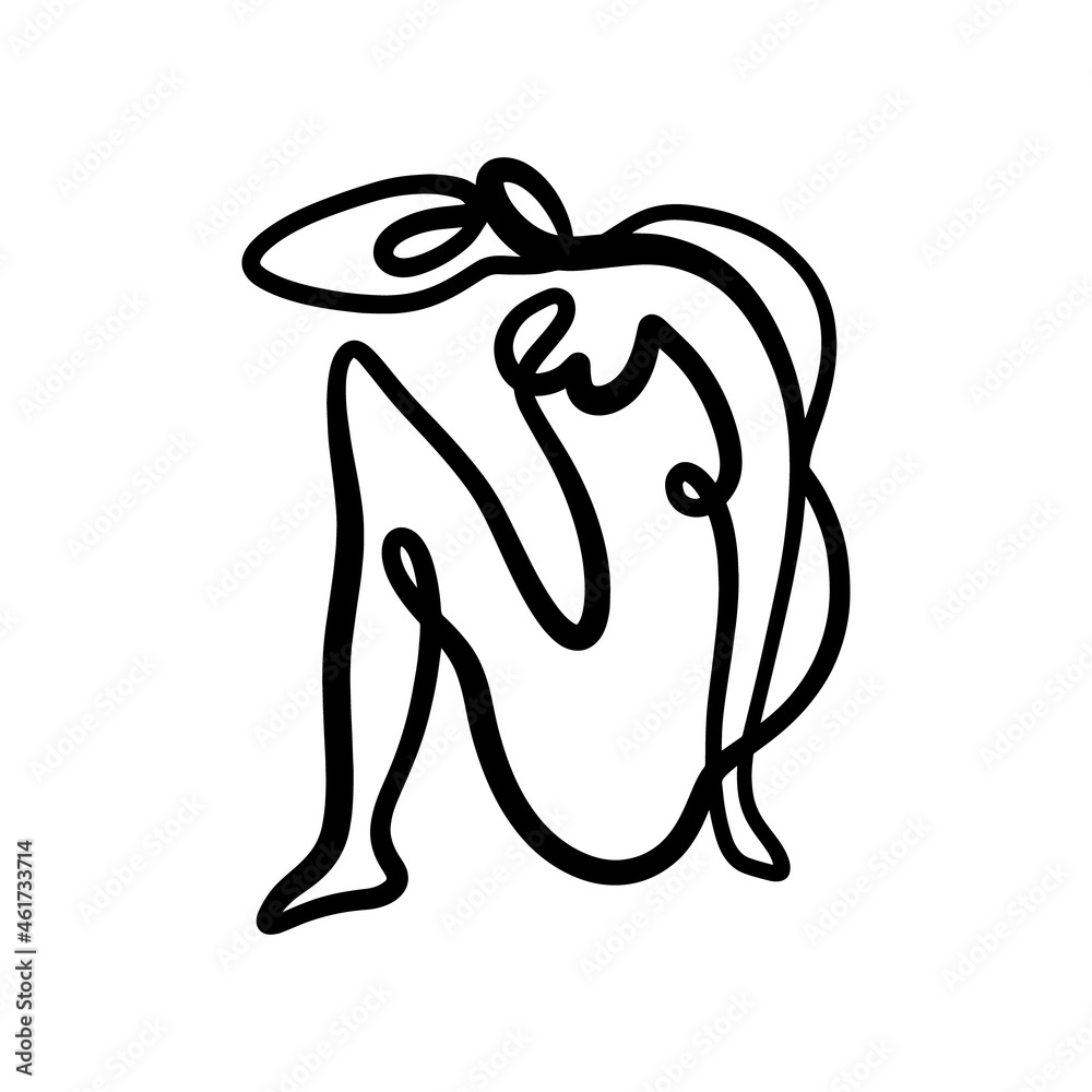 Black ink modern abstract woman body. Linear art contemporary painting. Fashion style minimalist drawing. Good for poster design and more. Black ink modern abstract woman body. Linear art contemporary painting. Fashion style minimalist drawing. Good for poster design and more.