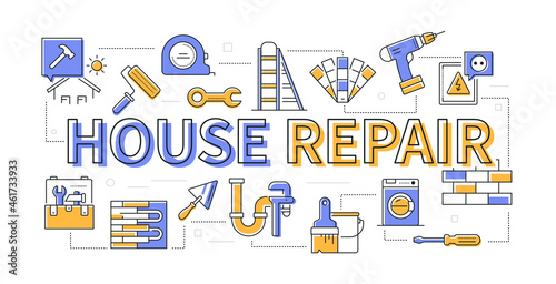 House repair - line design style modern banner
