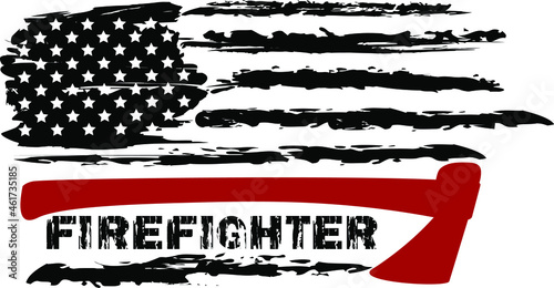 Vector of the usa distressed firefighter flag
