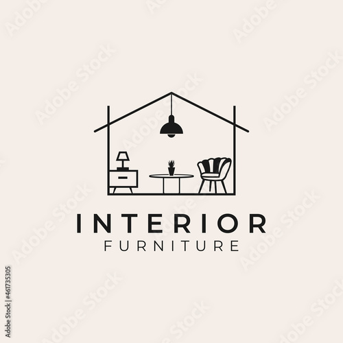 House logo, lamp, drawer shelf, chair home Furniture logo designs concept vector, Furniture logo template