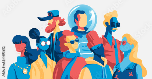 Collezione di personaggi della società moderna vestiti in modo originale