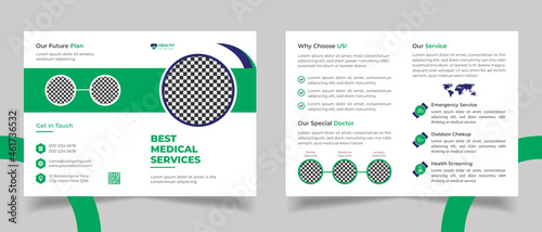 Medical Bi-fold brochure template design Premium Vector