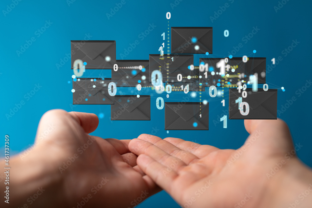 Network Communications with email symbol. Network Communications with email symbol.