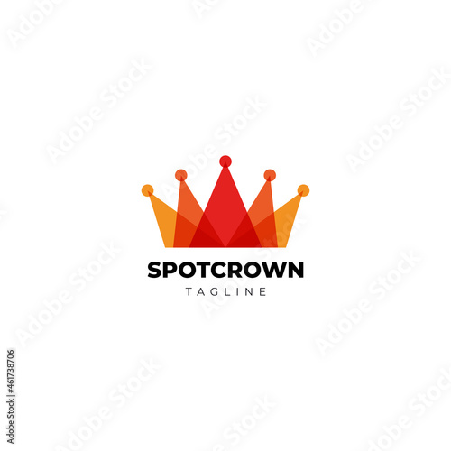 Layered Red King Crown With Spotlight Logo Design Template